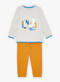 Senfgelb und graues Pyjama-Set aus Baumwolle KUIGLAGE / 24E5PG56PYJ943