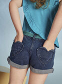 Kind Mädchen dunkle Jeansshorts mit Paillettengürtel CAUJENETTE 1 / 22E2PFT2SHOK005
