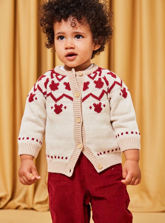 Strickweste in Rot und Beige DAPIERRE / 22H1BGX1GILF512