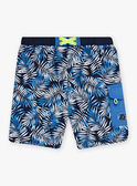 Badeshorts für Kind Junge mit blauem Blattdruck CYSHORTAGE / 22E4PGO6MAI622