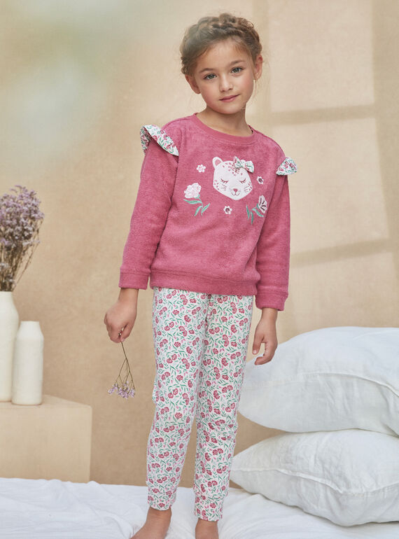 Rosa Pyjama-Set aus angerautem Molton KUILICETTE / 24E5PF53PYJD302