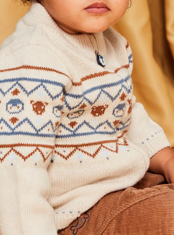 Strickweste mit Tier-Jacquard und Fantasiemuster beige DASICHARD / 22H1BGY1GILA001