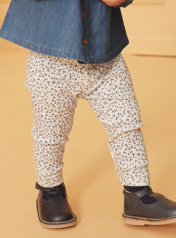 Ecrufarbene Leggings mit Blumenprint LACELINE / 24H1BFJ1LG001