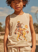 Sandfarbenes Tank Top mit Kamel- und Affenmuster FLIDEBAGE / 23E3PGP1DEB808
