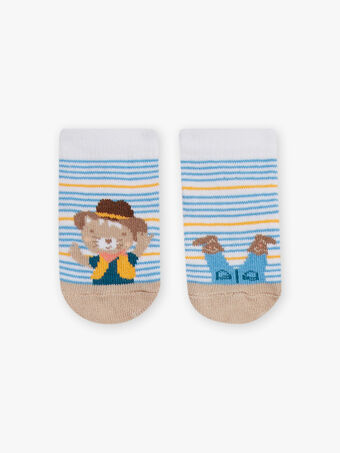 Gestreifte Socken für Baby Junge mit Cowboy-Katzenmotiv CAOTTO / 22E4BGJ1SOBA001