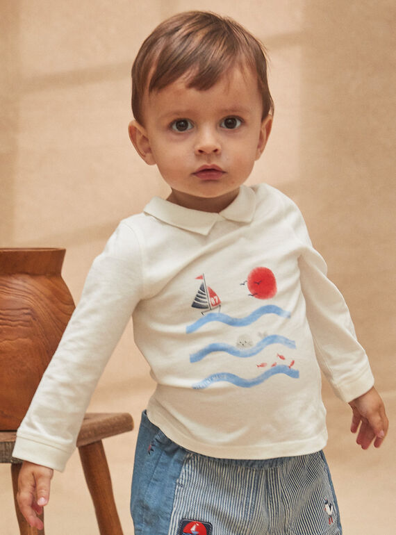 Polo-Shirt für Baby-Jungen mit dem Aufdruck Meerestiere KACETHAN / 24E1BG41POL001