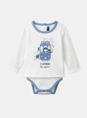 T-Shirt-Body in Ecru und Hellblau mit Straßenbahn- und Tiermotiven LADULIO / 24H1BGJ1BOD001