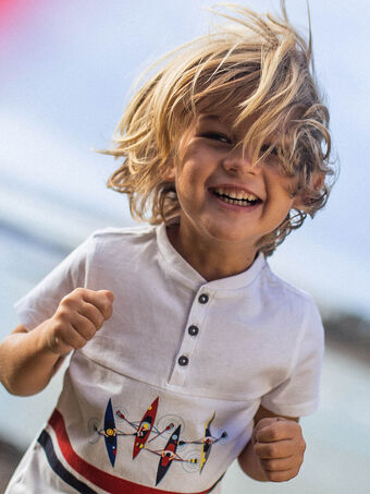 Weißes T-Shirt mit Rudermotiv für Kinder Jungen CECAGE / 22E3PG81TMC001
