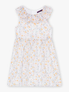Ärmelloses Kleid für Kind Mädchen in Ecru mit Blumendruck CLUZETTE / 22E2PF12ROB001