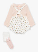 Set aus Body, Strampelanzug und Strumpfhose in Ecru und Rosa LOUANE / 24H0CF12ENS001