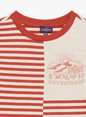Rotes und sandfarbenes T-Shirt mit Streifenmuster FLIROAGE / 23E3PGP1TMCE406