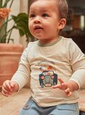 Vanillefarbenes Langarm-Body-T-Shirt mit Traktor- und Tiermotiv GABORICE / 23H1BG71BOD114