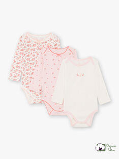 Baby-Mädchen 3 weiße und rosa bodysuits BEFILLE / 21H5BF81BDL001
