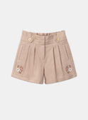 Beige bestickte Shorts mit Abnähern KISHORETTE / 24E2PFC1SHO804