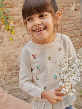 Strickpullover für Kind Mädchen mit Blumen und Stickereien CEBETTE / 22E2PFB1PULB112