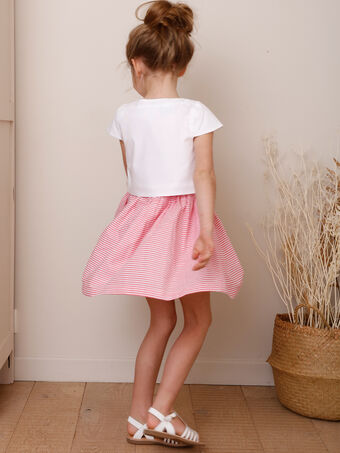 Gestreiftes Kleid für Mädchen, rosa TYSSOETTE / 20E2PFJ3CHSF507