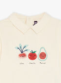 Vanillefarbenes Poloshirt mit gestickten Gemüsepatches FACETHAN / 23E1BGB1POL114