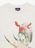 Hellgrau meliertes T-Shirt mit Nashorn FRIZOTAGE3 / 23E3PGD4TMCA011