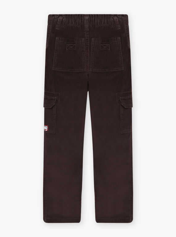 Schwarze Velourshose für Kind Junge mit mehreren Taschen BOROAGE / 21H3PGO2PAN814