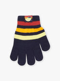Marineblaue Strickhandschuhe mit Streifen FRAGANAGE / 23E4PG51GAN713