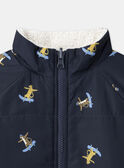 2-in-1-Regenmantel blau oder oder dunkelblau mit Tierprint und langen Ärmeln, Jungen NINIRAGE / 25H3PGE1IMP205