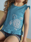 Schildkrötenblaues Tank-Top Kind Mädchen CAUJERETTE  2 / 22E2PFT1DEB202