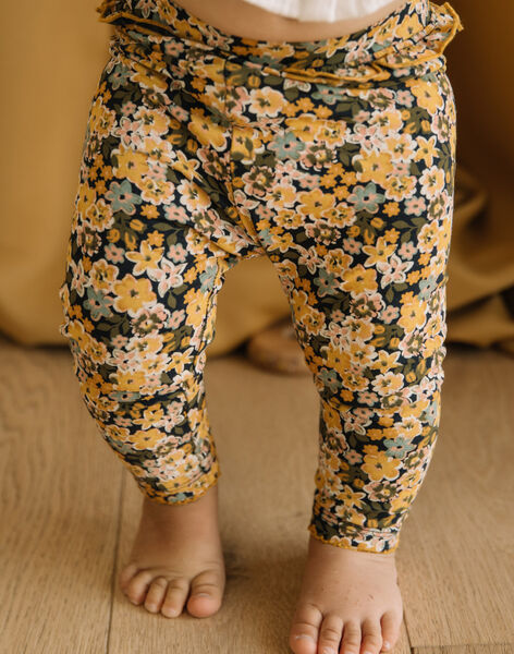 Leggings aus Baumwolle mit gelbem Blumenmuster DACHARLINE / 22H4BFD1CALC214