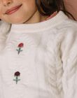 Ecru Pullover mit Blumenmuster und Zierstichen DUCHETTE / 22H2PFR1PUL632