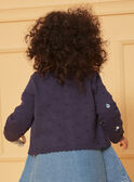 Texturierte marineblaue Strickjacke mit aufgestickten Blumen LACORRINE / 24H1BFJ2CAR070