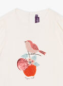 T-Shirt aus zwei Materialien in Elfenbein mit Vogelmuster GATIETTE / 23H2PF71TMC005