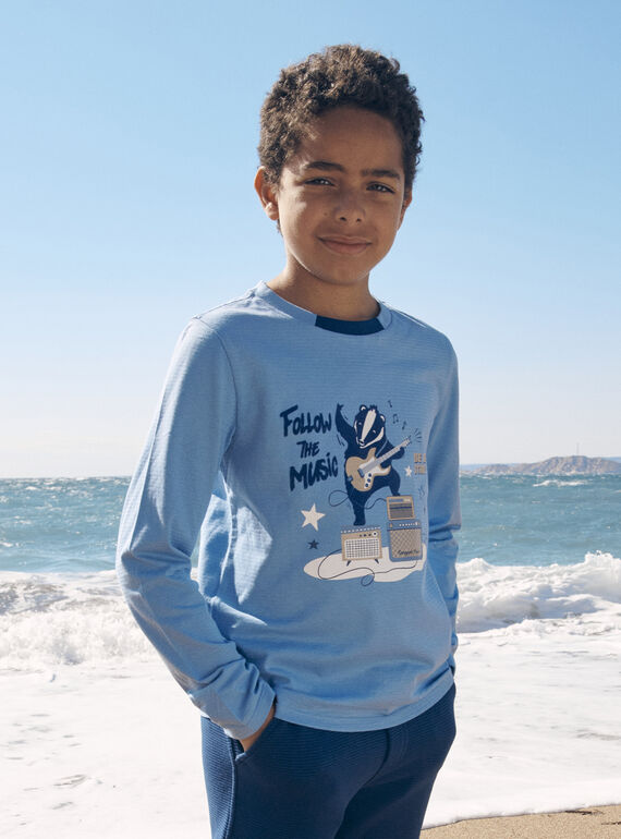 Himmelblaues T-Shirt aus Jersey mit „Gitarristendachs“-Motiv LETICHAGE / 24H3PGJ1TMLC236