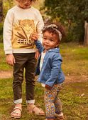 Ecru Bluse mit dunkelblauer Leggings und Stirnband mit Blumenmuster 23E1BF81ENS001