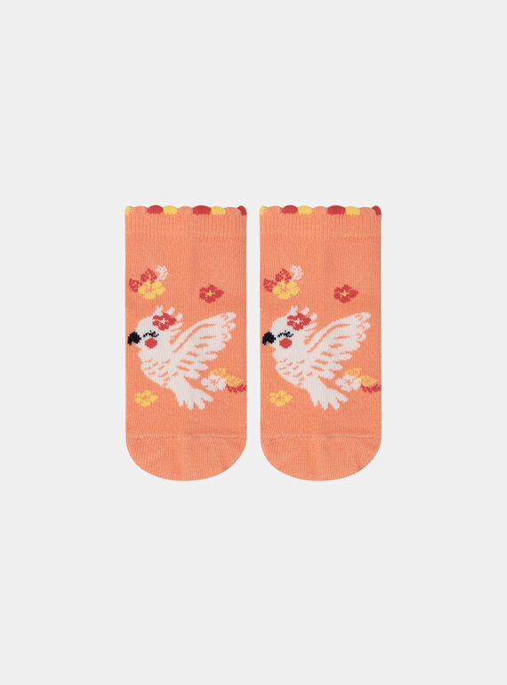 Jacquard-Socken mit Vogelmotiv und buntem Blumenprint in Orange KLOSOZETTE / 24E4PFS1SOBE405