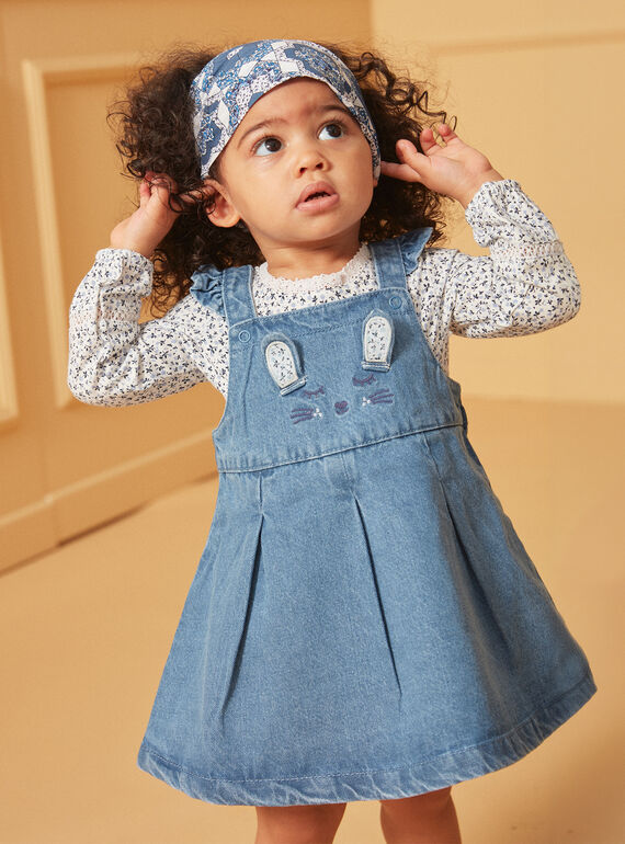 Set mit Body und Schürzenkleid in Blau und Ecru LACELIA / 24H1BFJ1ENS001
