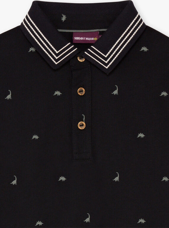 Schwarzes Poloshirt für Jungen mit Dinosaurier-Print BAPOLAGE / 21H3PG21POL090
