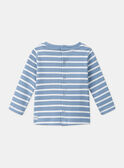 Marinière-T-Shirt in Pastellblau und Ecru LADREDO / 24H1BGJ1TMLC236