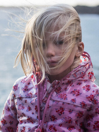 Kind Mädchen 3-in-1 altrosa Regenmantel mit Blumendruck CLACIRETTE / 22E2PFG2IMP961