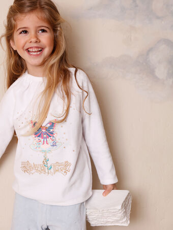 Ecru-Pyjamas mit phosphoreszierenden Details für Kinder und Mädchen ZEPRINETTE / 21E5PF13PYJ001