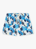 Baby Junge hellblaue Badeshorts mit Blattaufdruck CILEO / 22E4BGO1MAI701