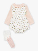 Set aus Body, Strampelanzug und Strumpfhose in Ecru und Rosa LOUANE / 24H0CF12ENS001