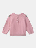 Pullover mit Zopfmuster Zartrosa Blumen LANINA / 24H1BFQ1PULD329