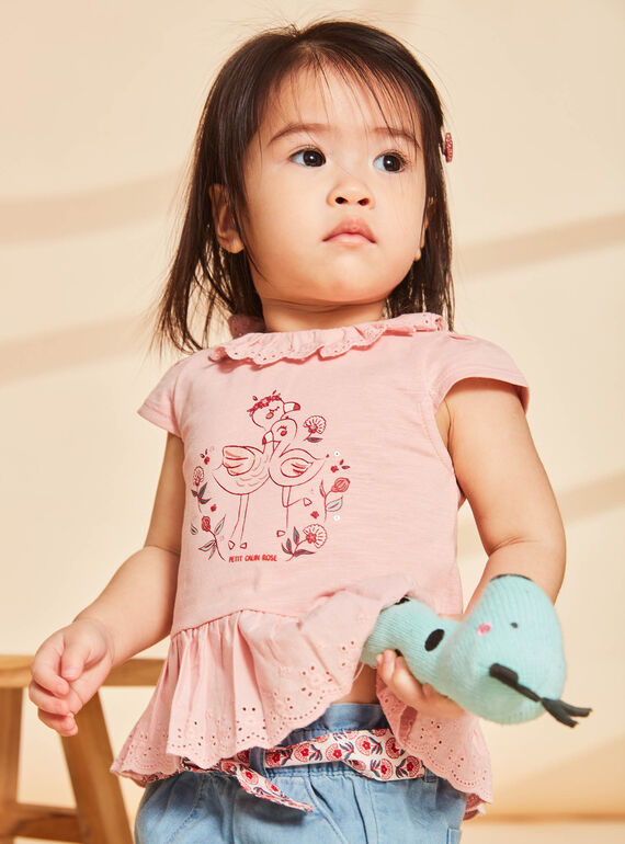 Blush-T-Shirt mit Flamingo-Muster FAWILLOW / 23E1BFQ1TEED300