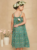 Langes Rüschenkleid in Empire-Grün mit Blumenprint KRUCHETTE 2 / 24E2PFK2RBSG627