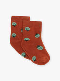 Ringelsocken ziegelrot mit Tomaten FACOCO / 23E4BGB2SOQ506