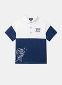 Blau-weißes Poloshirt aus Jersey mit „Gitarristendachs“-Motiv LEPOLAGE / 24H3PGJ1POL000