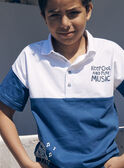 Blau-weißes Poloshirt aus Jersey mit „Gitarristendachs“-Motiv LEPOLAGE / 24H3PGJ1POL000