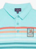 Türkisfarbenes Poloshirt mit Streifenmuster FLUPIQAGE / 23E3PGQ1POL202
