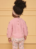 Pullover mit Zopfmuster Zartrosa Blumen LANINA / 24H1BFQ1PULD329