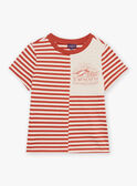 Rotes und sandfarbenes T-Shirt mit Streifenmuster FLIROAGE / 23E3PGP1TMCE406