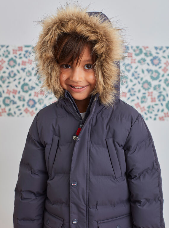 Dunkelgrauer Parka für Jungen mit Fleece-Futter BADOUNAGE / 21H3PGE3PARJ916